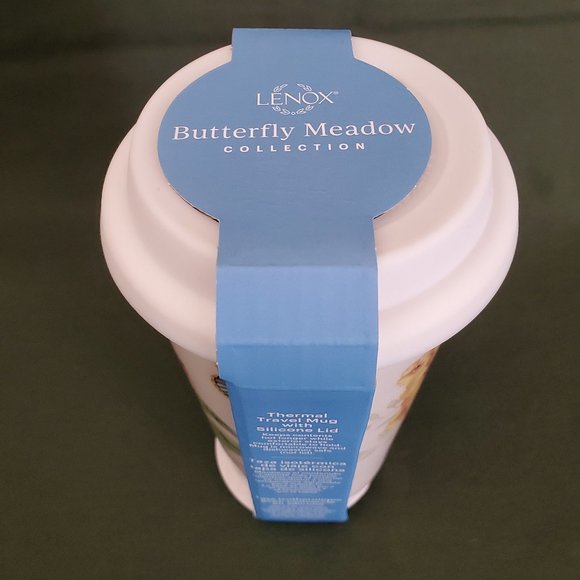 Lenox🦋 BUTTERFLY MEADOW 10 oz Thermal Travel Coffee Mug W/ Silicone Lid New - Picture 3 of 11